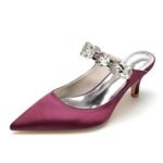 Women's Silk Satin With Rhinestone Closed Toe Stiletto Heel Party Shoes