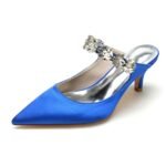 Women's Silk Satin With Rhinestone Closed Toe Stiletto Heel Party Shoes