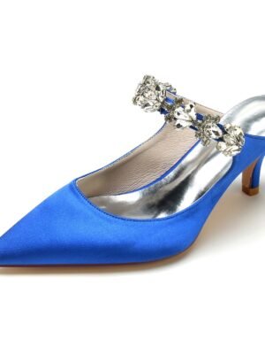 Women's Silk Satin With Rhinestone Closed Toe Stiletto Heel Party Shoes