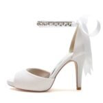 Women's Glitter With Ankle Strap Lace-up Rhinestone Peep Toe Stiletto Heel Wedding Shoes